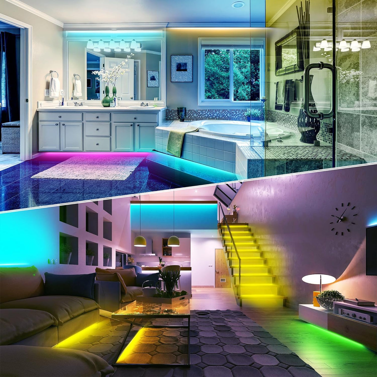 300FT RGB LED Strip Lights for Bedroom with Remote and App Control, 3 x 100FT