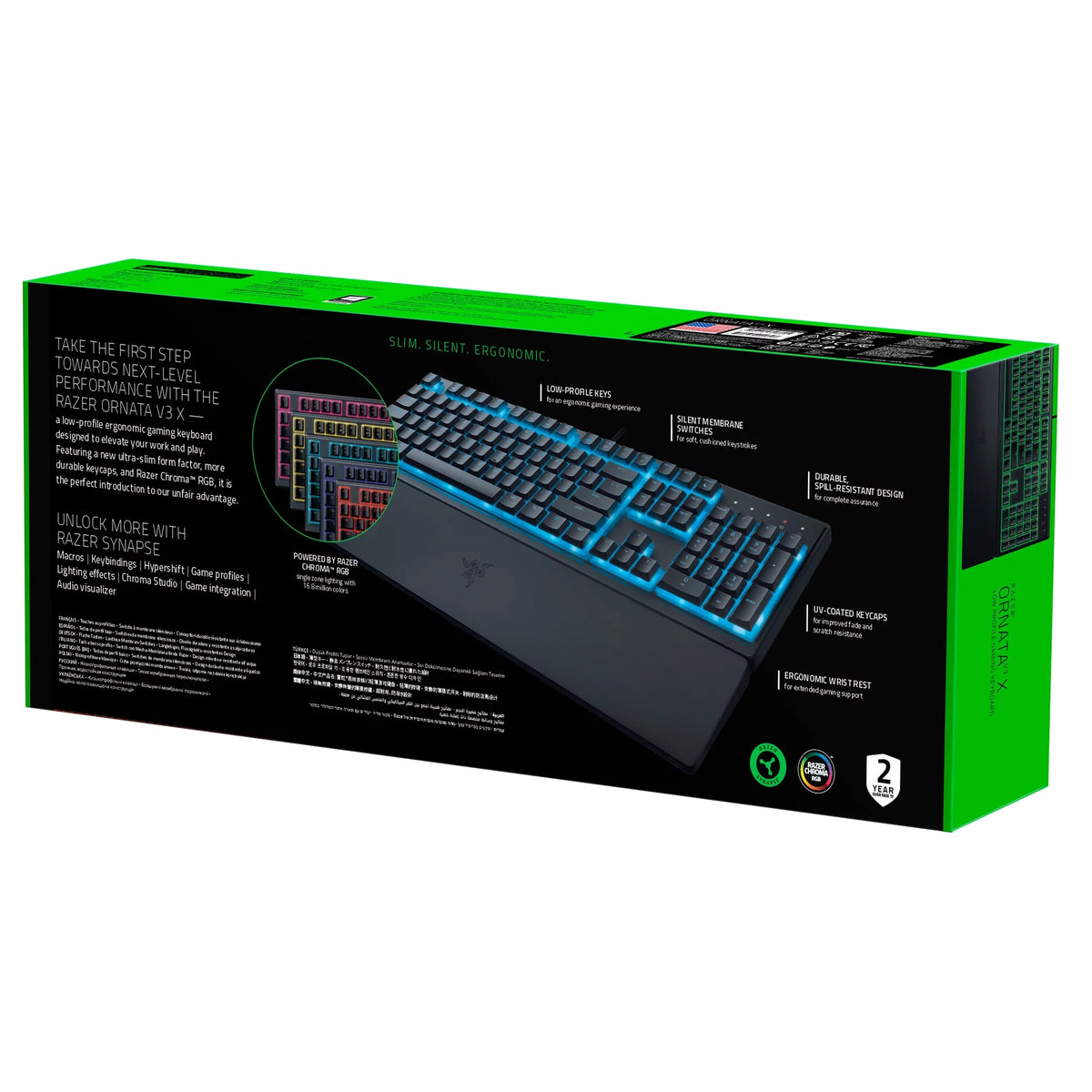 Ornata V3 X Full-Size Wired Membrane Gaming Keyboard for PC with Chroma RGB Lighting and Wrist Rest, Black