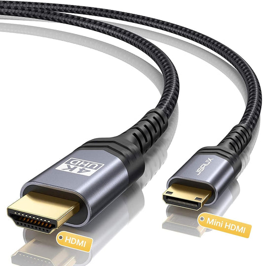 6FT Mini HDMI to HDMI Cable, High-Speed 4K 60Hz HDMI 2.0 with Aluminum Shell and Braided Design, Compatible with Cameras, Camcorders, Tablets, Graphics/Video Cards, Laptops, and Raspberry Pi Zero W